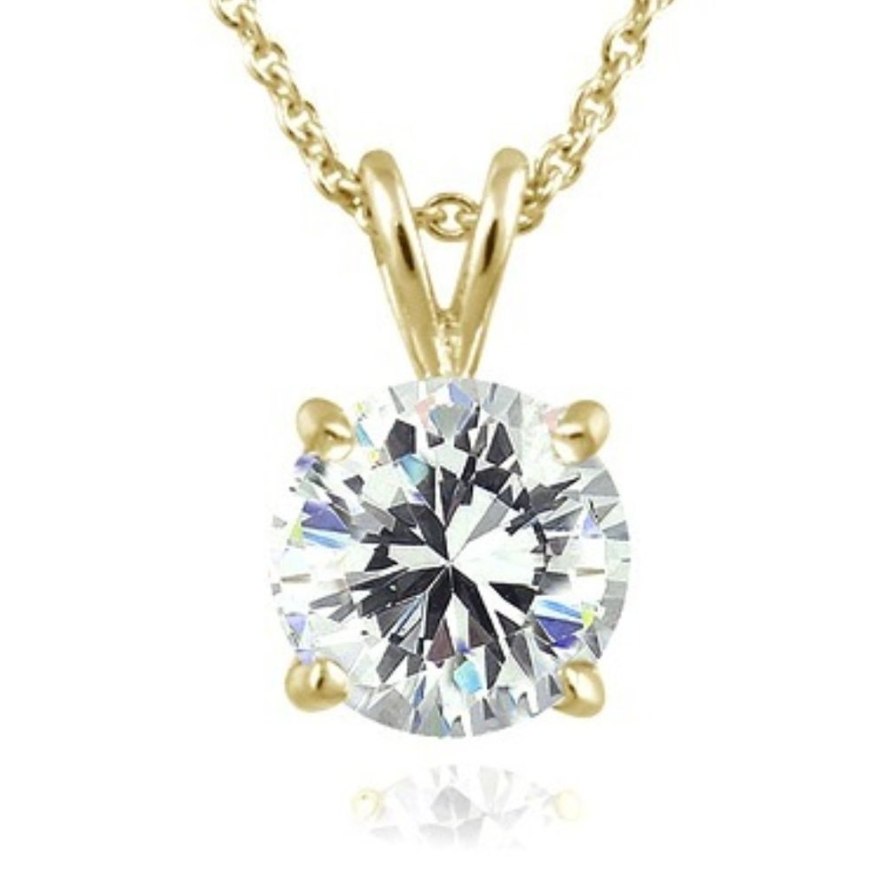 Gold Plated Cubic Zirconia Solitaire Necklace